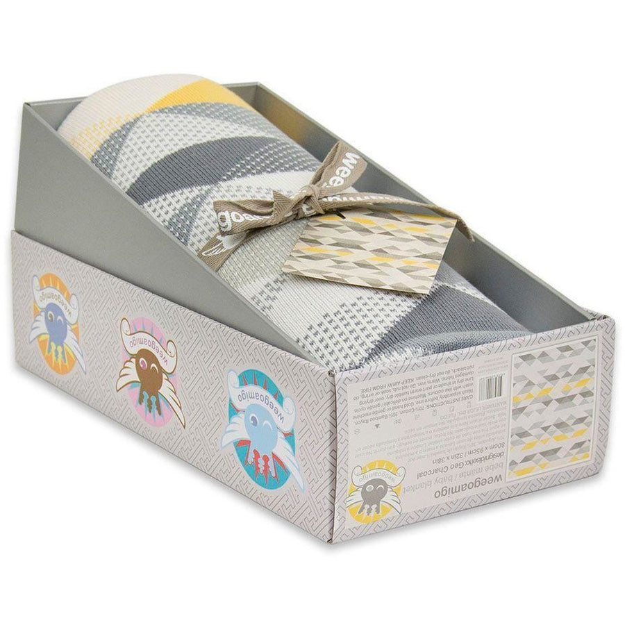 Weegoamigo Bamboo Knitted Baby Blanket - Geo Charcoal - Baby Blankets - Weegoamigo - Afterpay - Zippay Carry Them Close