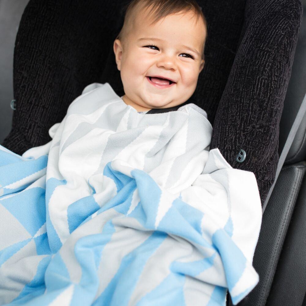 Weegoamigo Cotton Knitted Blanket - Carousel Blue - Baby Blankets - Weegoamigo - Afterpay - Zippay Carry Them Close