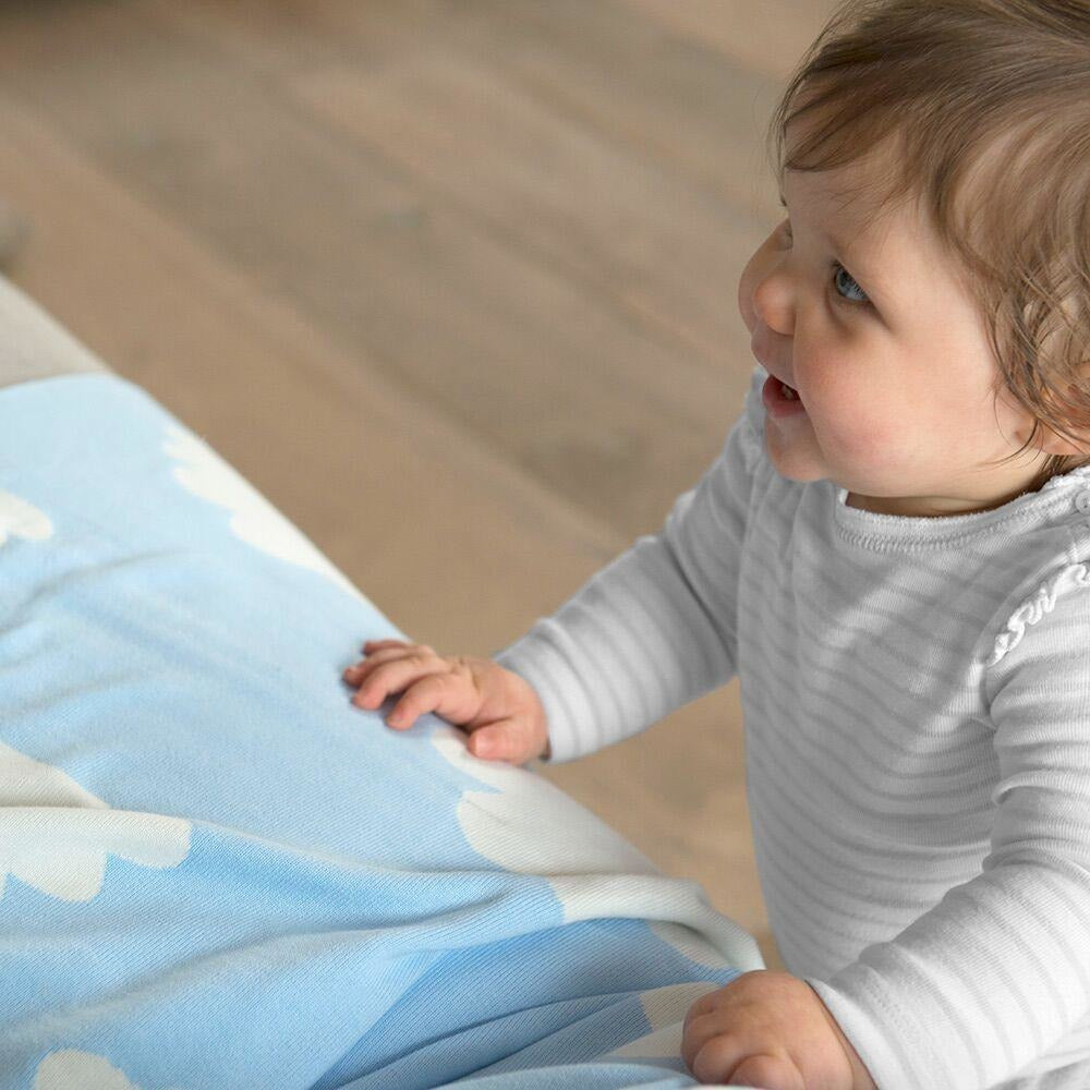 Weegoamigo - Cotton Knitted Blanket - Sky High Summer Blue - Baby Blankets - Weegoamigo - Afterpay - Zippay Carry Them Close