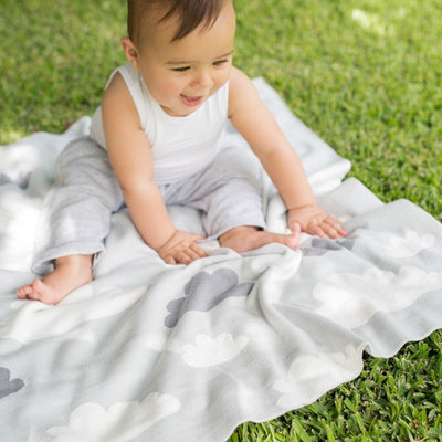 Weegoamigo Cotton Knitted Blanket - Sky High Silver - Baby Blankets - Weegoamigo - Afterpay - Zippay Carry Them Close