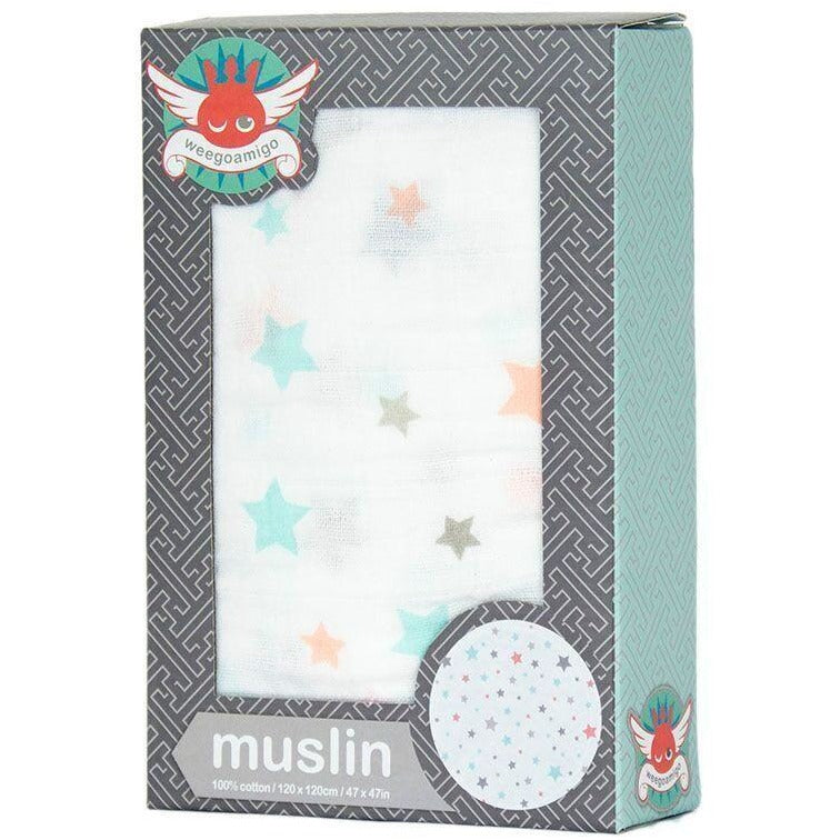Weegoamigo Muslin Swaddle Wraps - Twinkle Blue - Swaddle - Weegoamigo - Afterpay - Zippay Carry Them Close