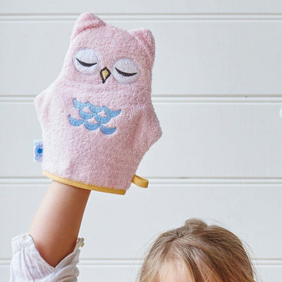 Weegoamigo Bath Mitt - Pink Owl - Bath - Weegoamigo - Afterpay - Zippay Carry Them Close