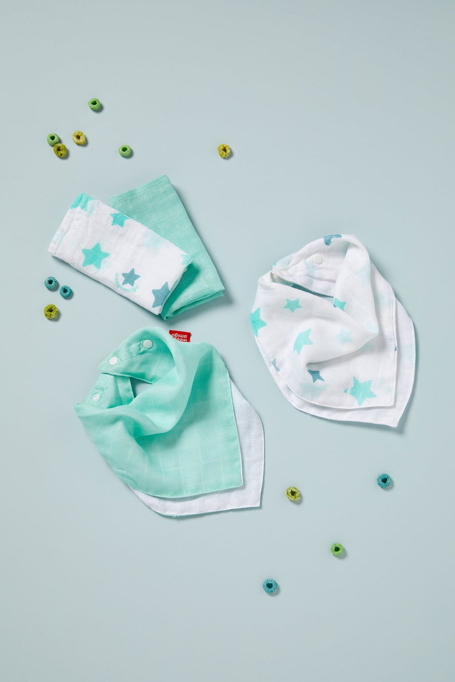 The Little Linen Company - Bamboo Bib & Washer (Multi Pack) - Stars Mint