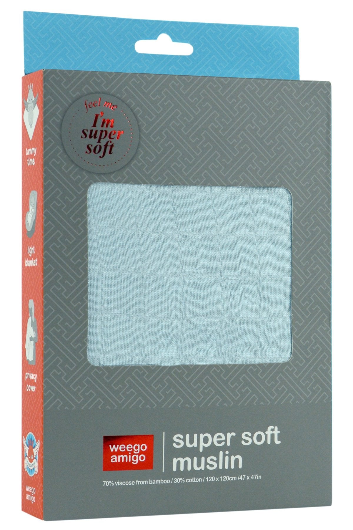 Weegoamigo - Bamboo Swaddle Wraps - Soft Blue