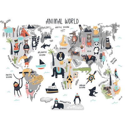 Di Lusso Living - Muslin Baby Swaddle Wrap - Animal Kingdom World Map