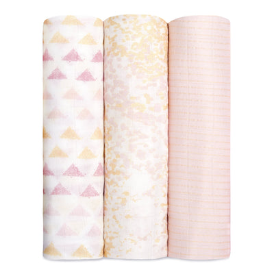 Aden and Anais - Bamboo Silky Soft Swaddles - Metallic Primrose Birch 3Pack