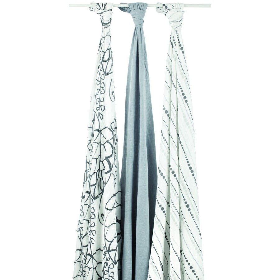 Aden and Anais - Bamboo swaddles (moonlight grey 3 Pack) - swaddle - Aden and Anais - Afterpay - Zippay Carry Them Close