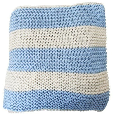Alimrose Chunky Knit Cot Blanket - Blue & Natural Stripe - Baby Blankets - Alimrose - Afterpay - Zippay Carry Them Close
