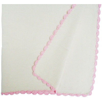 Alimrose Knit Cot Blanket - Moss Stitch Ivory & Pink - Baby Blankets - Alimrose - Afterpay - Zippay Carry Them Close