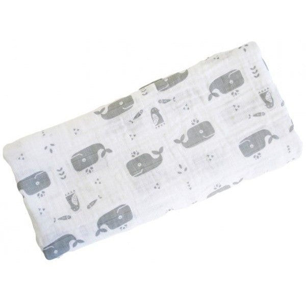 Alimrose Muslin Swaddle - Charcoal Whale - Swaddle - Alimrose - Afterpay - Zippay Carry Them Close