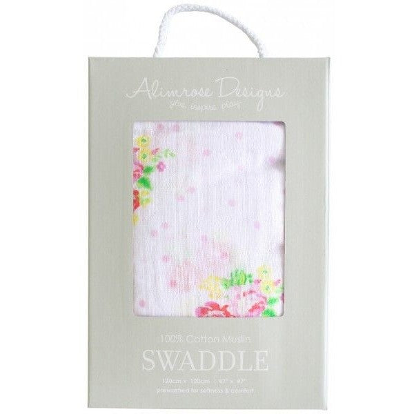 Alimrose Muslin Swaddle - Rose Floral Spots - Swaddle - Alimrose - Afterpay - Zippay Carry Them Close