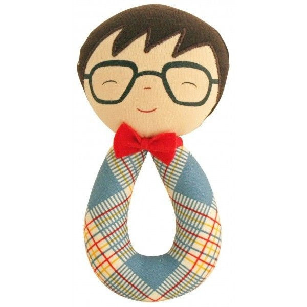 Alimrose - Ted Grab Rattle - Blue Plaid - Toys - Alimrose - Afterpay - Zippay Carry Them Close