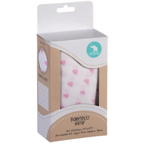 All4Ella Bamboo Baby Swaddle Wrap - Pink Heart - Swaddle - All4Ella - Afterpay - Zippay Carry Them Close