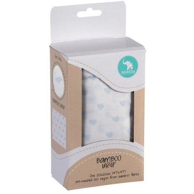 All4Ella Bamboo Baby Swaddle Wrap - Blue Heart - Swaddle - All4Ella - Afterpay - Zippay Carry Them Close