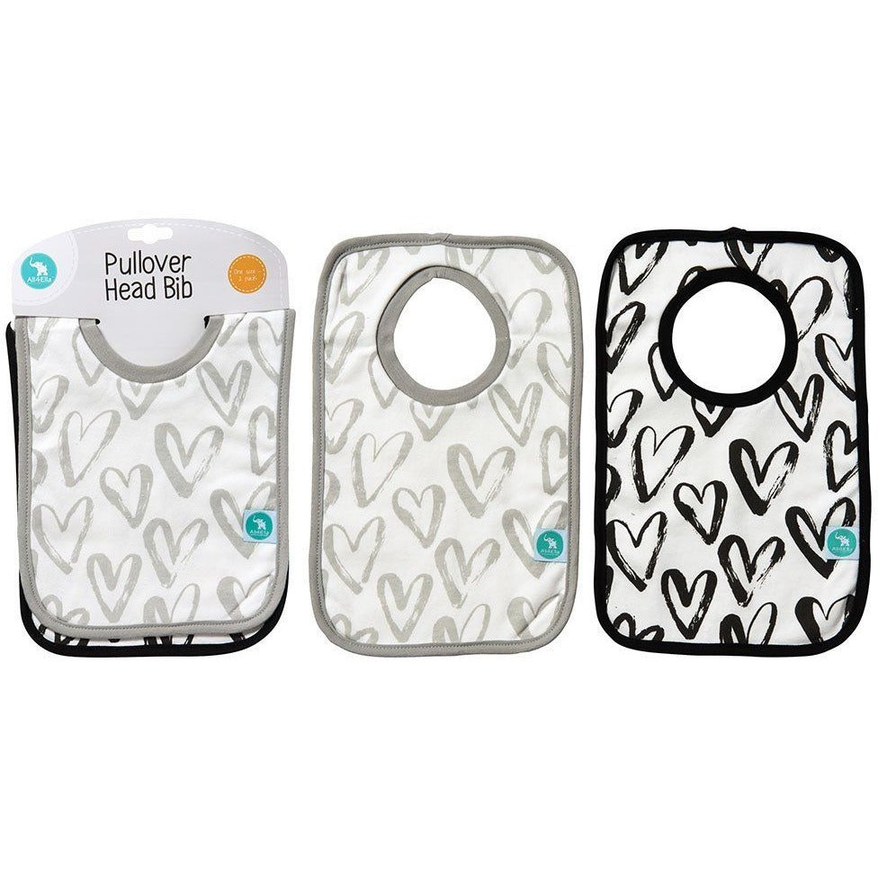 All4Ella Bibs Pull over Head (Set 2) - Hearts Black - Clothing - All4Ella - Afterpay - Zippay Carry Them Close