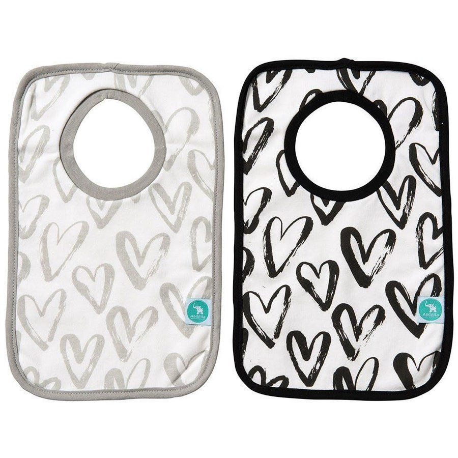 All4Ella Bibs Pull over Head (Set 2) - Hearts Black - Clothing - All4Ella - Afterpay - Zippay Carry Them Close
