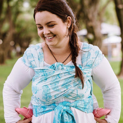 Fidella Fly Tai - MeiTai babycarrier Feather Rain - scuba blue (Baby +) - Meh Dai - Fidella - Afterpay - Zippay Carry Them Close