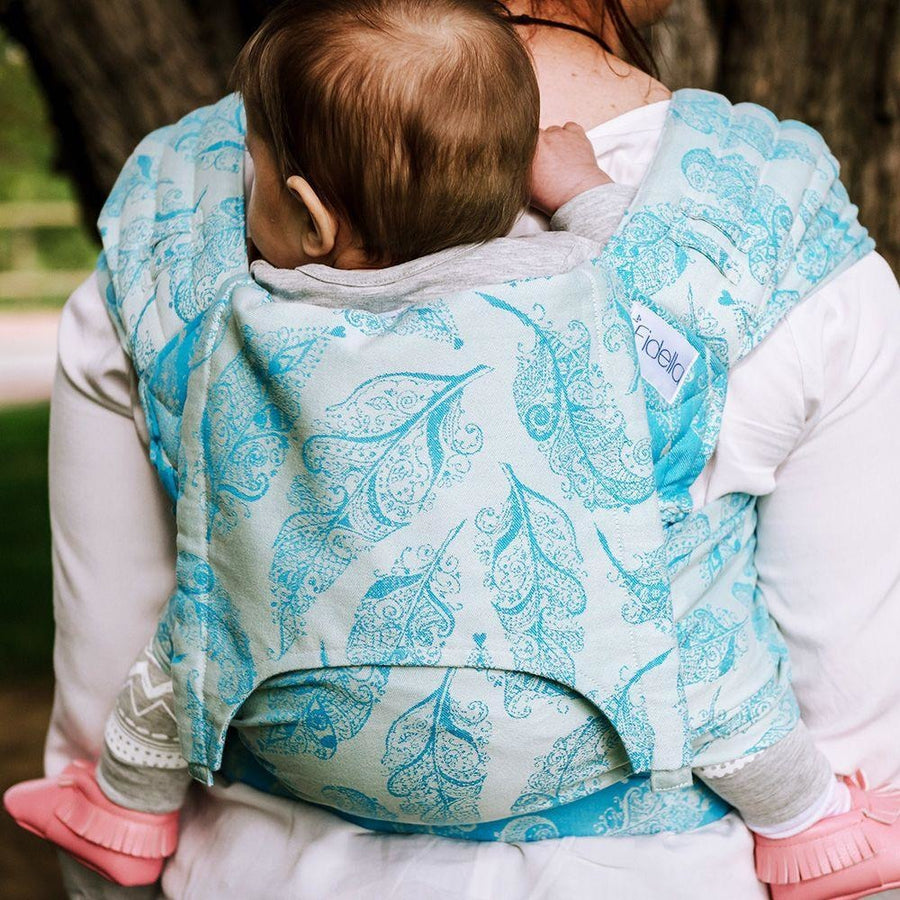 Fidella Fly Tai - MeiTai babycarrier Feather Rain - scuba blue (Baby +) - Meh Dai - Fidella - Afterpay - Zippay Carry Them Close