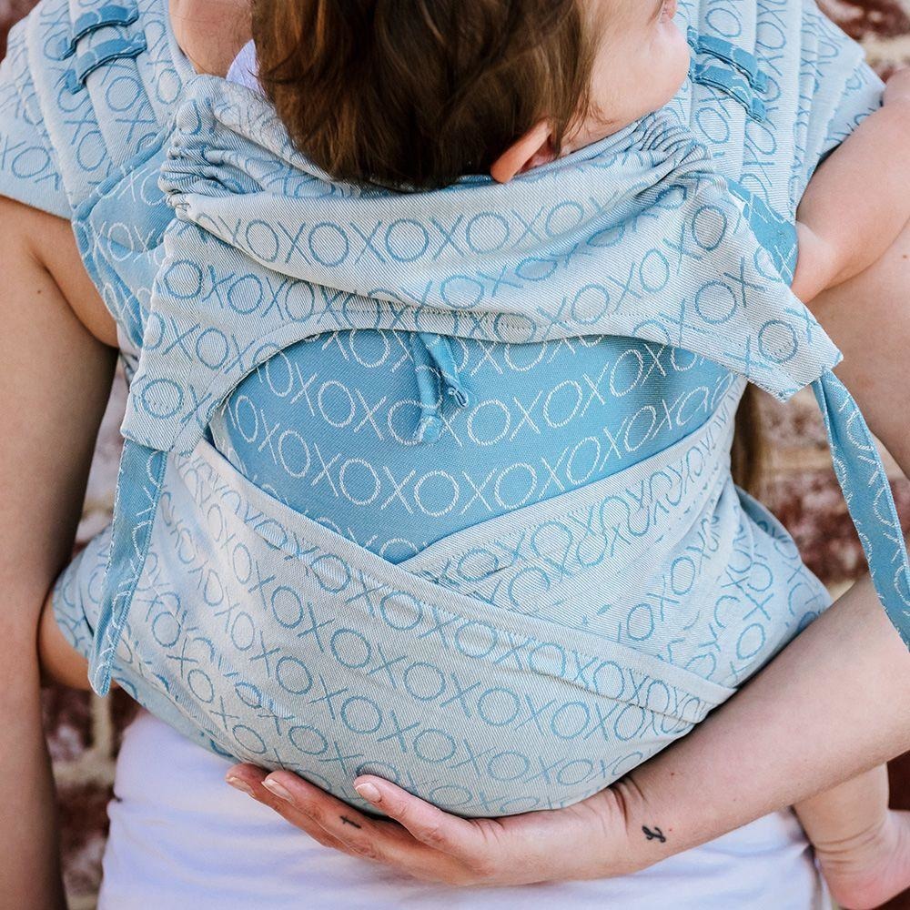Fidella Fly Tai - MeiTai babycarrier Limited Edition Hugs and Kisses - blue heaven (Baby Size - From Birth) - Meh Dai - Fidella - Afterpay - Zippay Carry Them Close