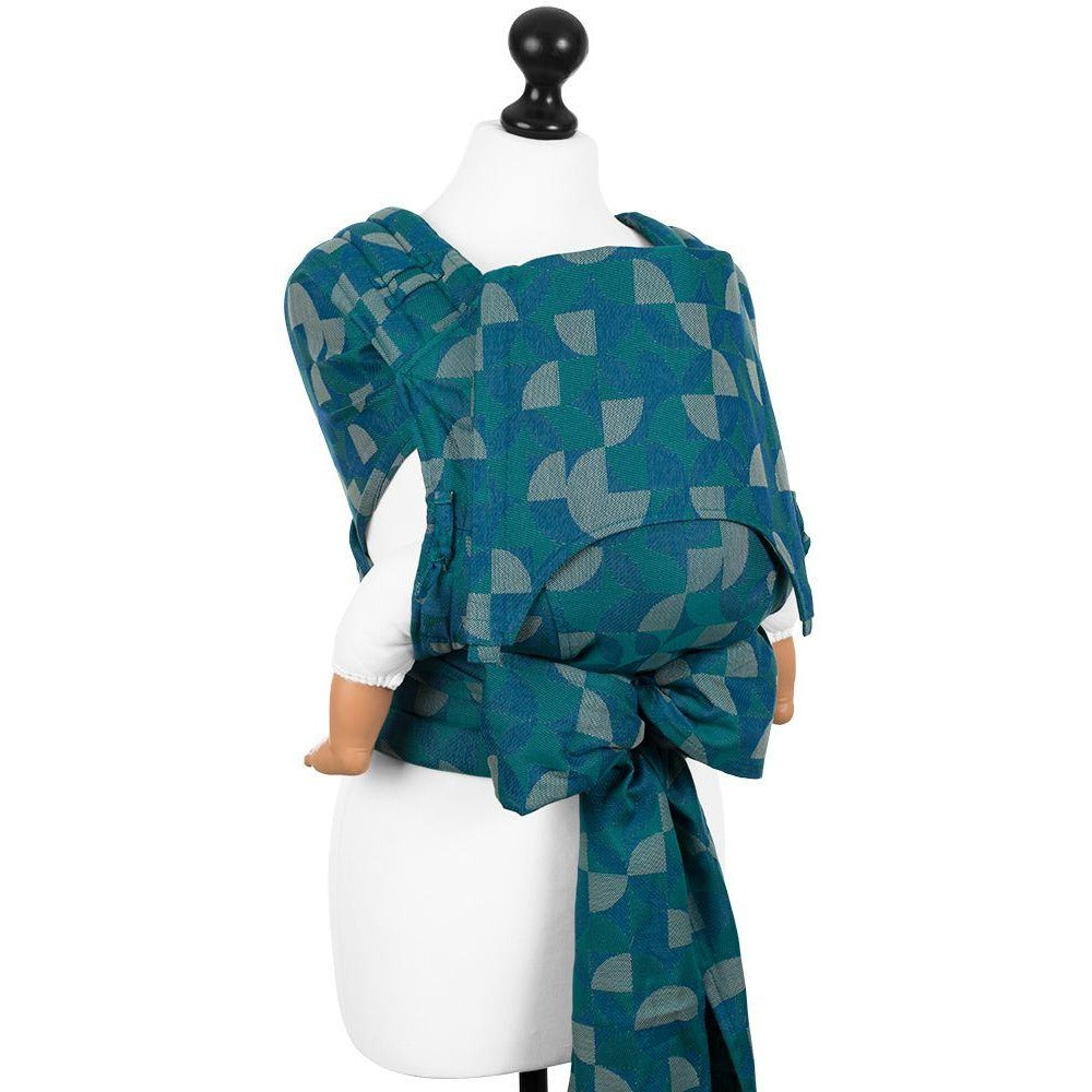 Fidella Fly Tai - MeiTai babycarrier Kaleidoscope - Ocean Teal (Baby Size - From Birth) - Meh Dai - Fidella - Afterpay - Zippay Carry Them Close