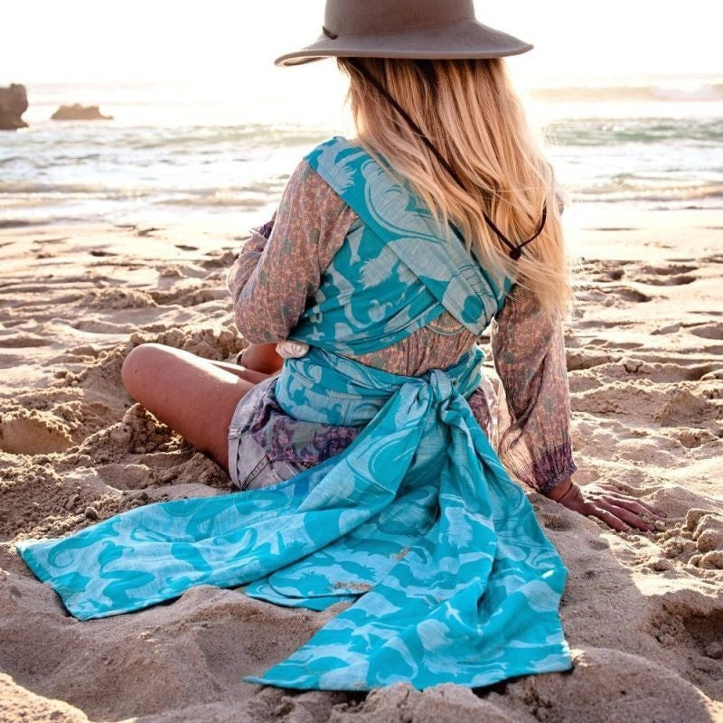 Fidella Woven Wrap - Sirens Blue Linen, , Woven Wrap, Fidella, Carry Them Close  - 2