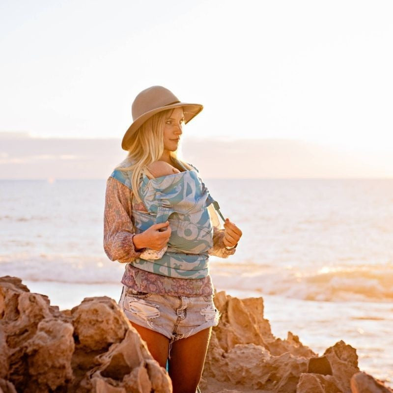 Fidella Fly Tai - MeiTai babycarrier Limited Edition- Sirens -blue linen (Baby Size from Birth) - Meh Dai - Fidella - Afterpay - Zippay Carry Them Close