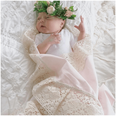 Tilly and Otto - Amelie lace swaddle in Pretty Pink - Swaddle - Tilly and Otto - Afterpay - Zippay Carry Them Close