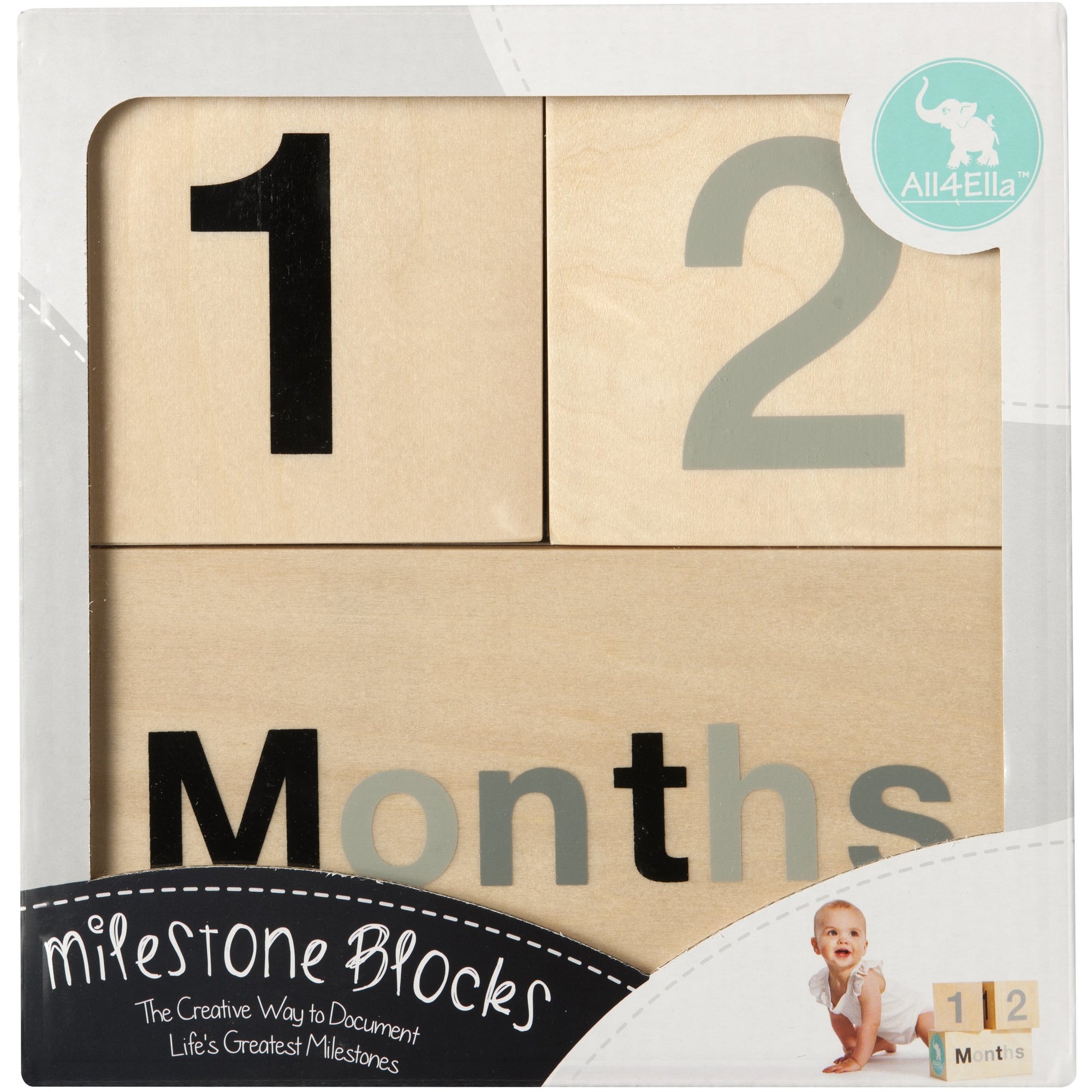 All4Ella Milestone Blocks - Black (wood) - Gift - All4Ella - Afterpay - Zippay Carry Them Close