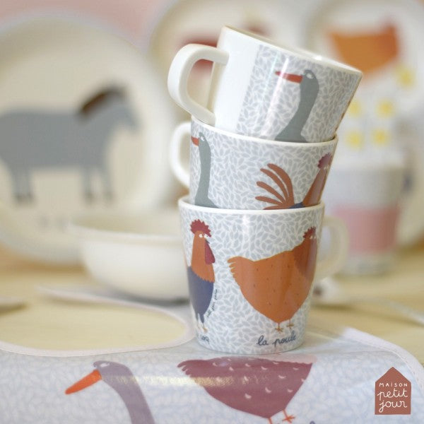 Petit Jour - Double Handled Cup with Anti-slip Base - Farm Yard