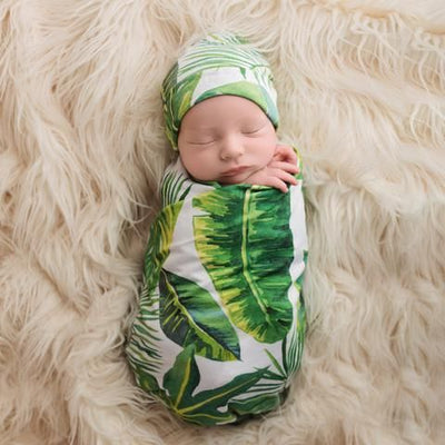 Posh Peanut - Bamboo Baby Swaddle Set - Tropical Leaf