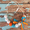 Crochet Bead Nursing Necklace - White/Orange/Aqua - Teething Necklace - Nature Bubz - Afterpay - Zippay Carry Them Close