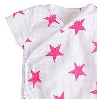 Short Sleeve kimono Bodysuit - Pink Star - Clothing - Aden and Anais - Afterpay - Zippay Carry Them Close