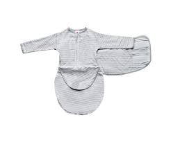 Embe - Starter 2-way Long Sleeve Swaddle - Gray Stripe