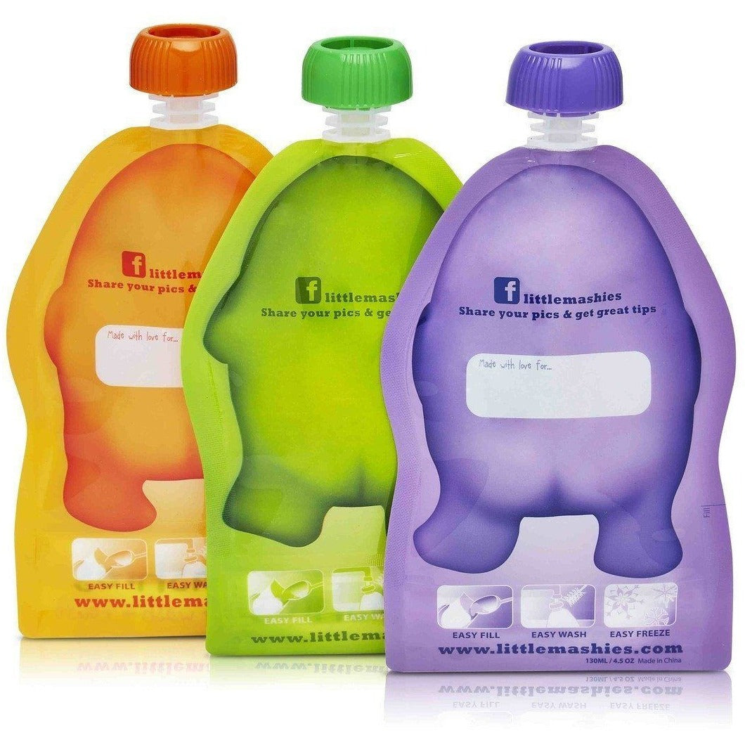 Little Mashies - Reusable Food Pouches 10PK (Mixed Colours) - Feeding - Little Mashies - Afterpay - Zippay Carry Them Close