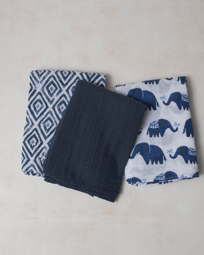 Little Unicorn - Cotton Muslin Baby Swaddle (Set 3) - Indie Elephant