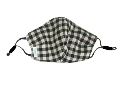 Alimrose - Face Mask - 3 layer Cotton Linen - Black Check (Kids 6-16yrs)