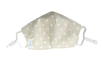 Alimrose - Face Mask - 3 layer Cotton Linen - White Spot (Adult)