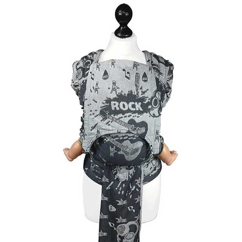 Fidella Fly Tai - MeiTai babycarrier Rock n Rolla Black/Silver (NEW SIZE) - Meh Dai - Fidella - Afterpay - Zippay Carry Them Close