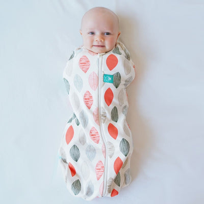 ErgoPouch - ErgoCocoon Autumn / Spring Swaddle & Sleeping Bag (1TOG) - Blush Leaf, , Swaddle, ErgoCocoon, Carry Them Close  - 1