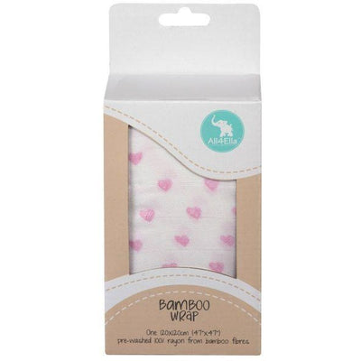 All4Ella Bamboo Baby Swaddle Wrap - Pink Heart - Swaddle - All4Ella - Afterpay - Zippay Carry Them Close