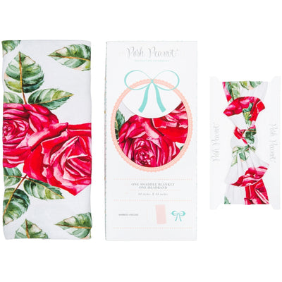 Bamboo Baby Swaddle Set - Dolce Red Rose - Swaddle - Posh Peanut - Afterpay - Zippay Carry Them Close