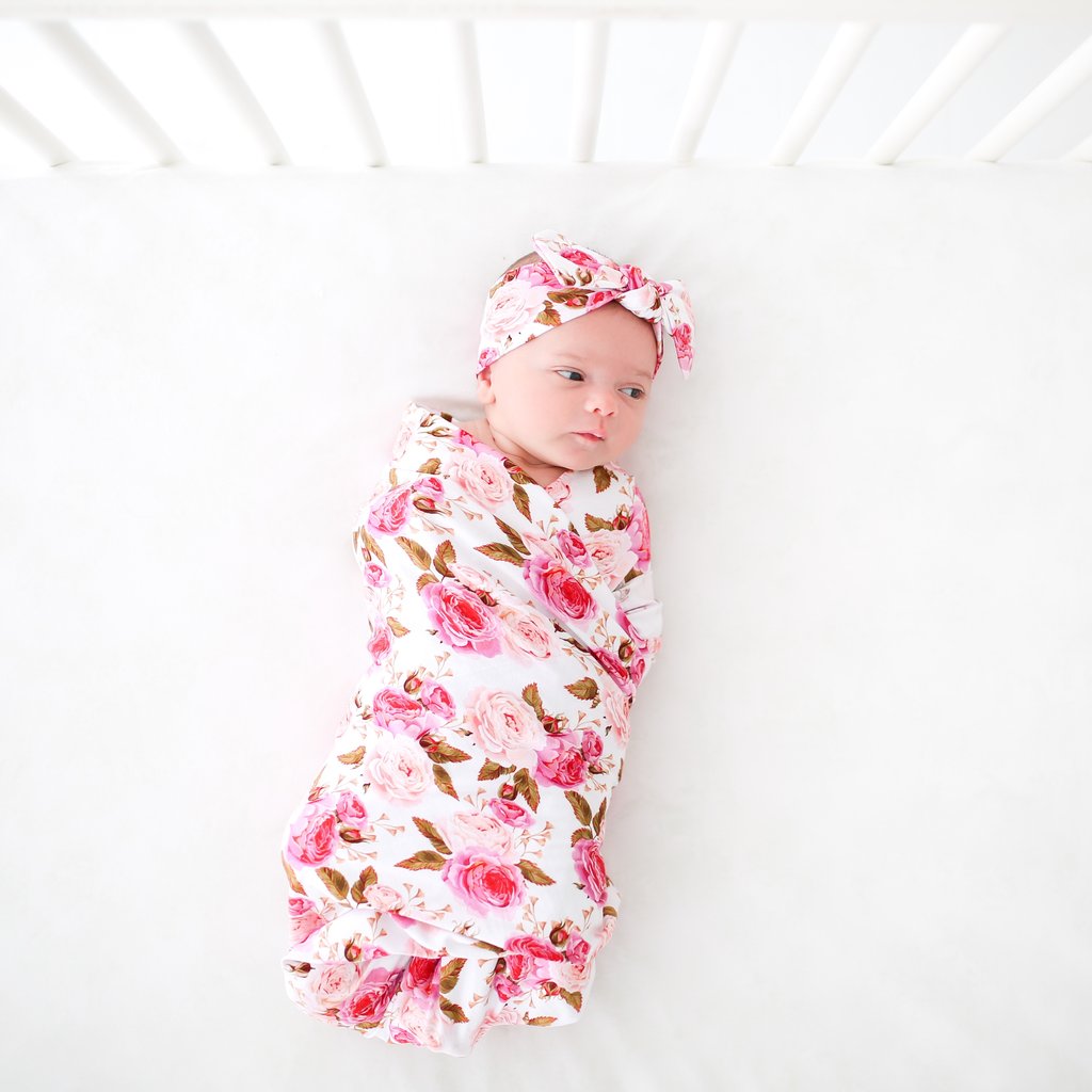 Posh Peanut - Bamboo Baby Swaddle Set - Pink Rose
