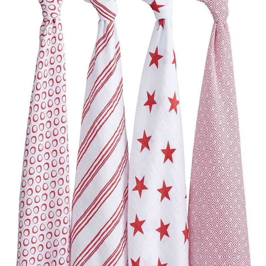 Aden and Anais - Classic Swaddles - RED (4 Pack) - swaddle - Aden and Anais - Afterpay - Zippay Carry Them Close