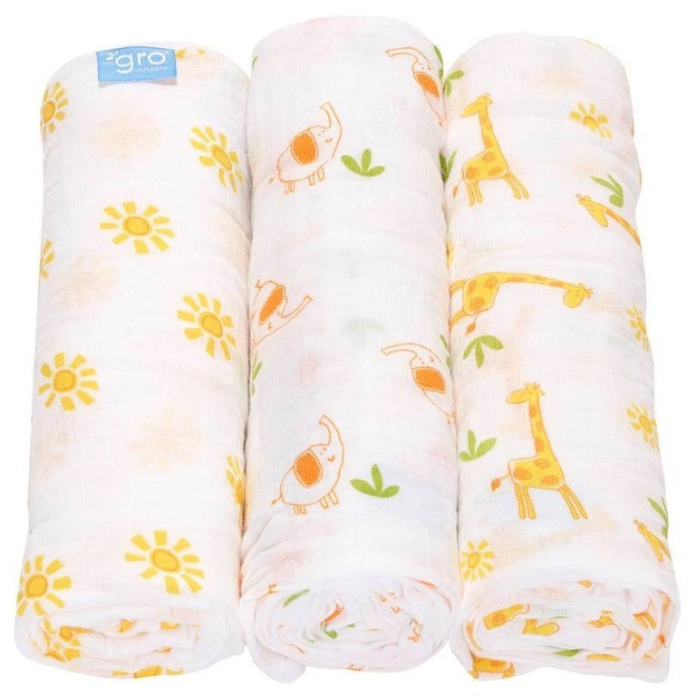 Gro Swaddle Baby Wrap Muslin - Savannah Stroll - swaddle - The Gro Company - Afterpay - Zippay Carry Them Close