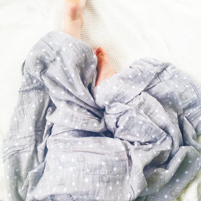 Alimrose Muslin Swaddle - Bunnies & Stars Grey - Swaddle - Alimrose - Afterpay - Zippay Carry Them Close