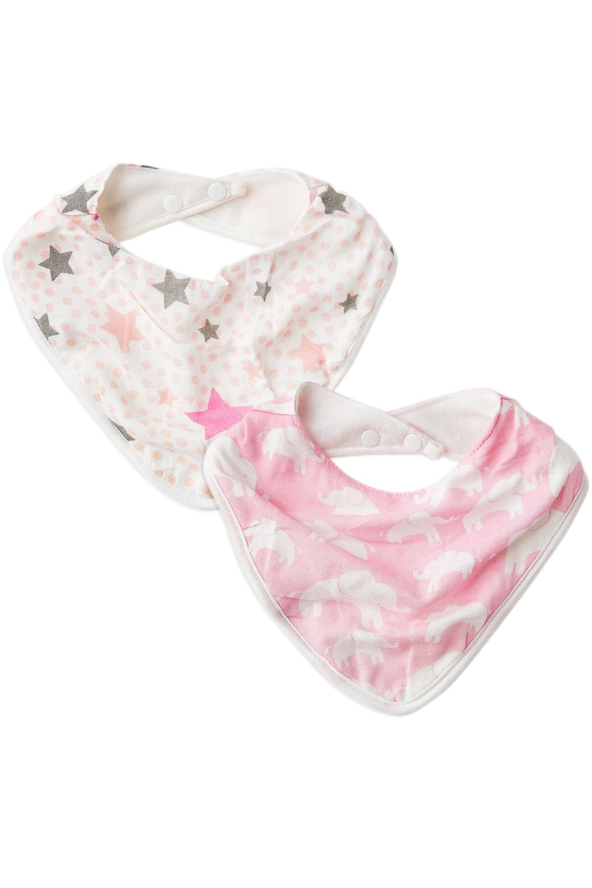 The Little Linen Company - Bibs (2pk) - Pink Elephants