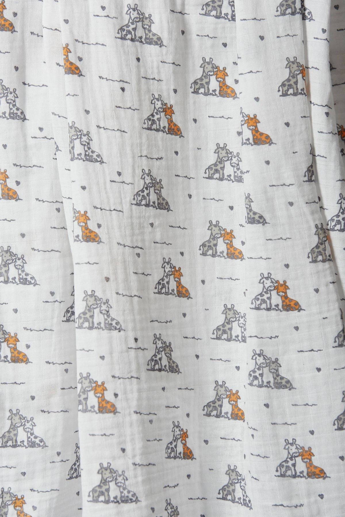 The Little Linen Company - Cotton Muslin Baby Swaddle - Giraffe Friends
