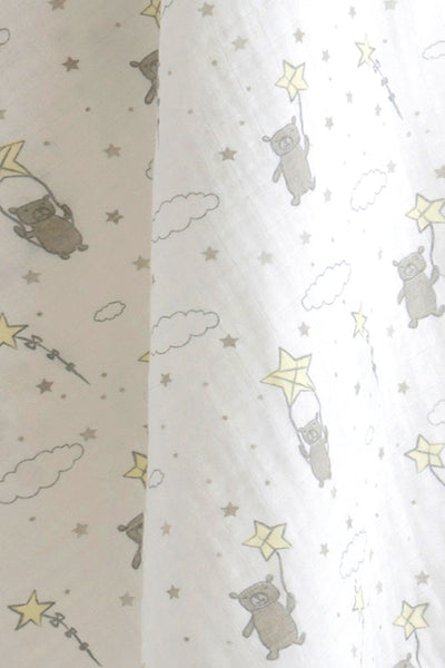 The Little Linen Company - Cotton Muslin Baby Swaddle - Bears in the Stars