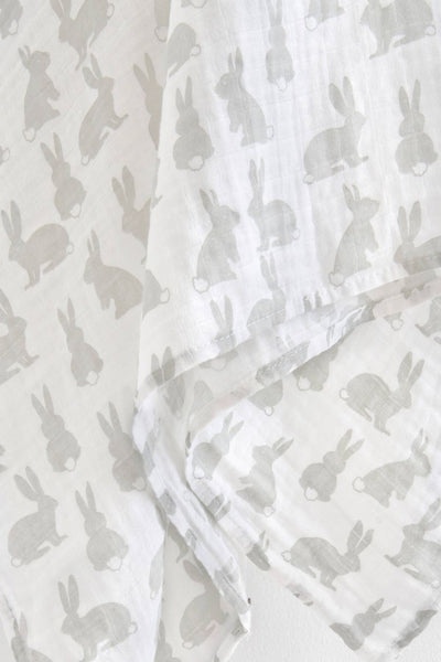 The Little Linen Company - Cotton Muslin Baby Swaddle - Bunny Shadows