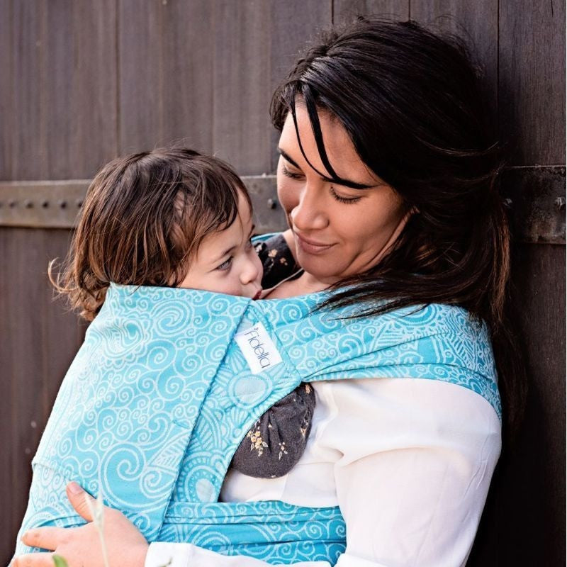 Fidella Fly Tai - MeiTai babycarrier Limited Edition - Masala Scuba Blue (Toddler Size) - Meh Dai - Fidella - Afterpay - Zippay Carry Them Close